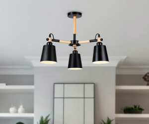 TR82206/3 BK/LW черный/светлое дерево E27/3 max 40W D560*430