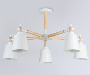 TR82208/5 WH/LW белый/светлое дерево E27/5 max 40W D780*430