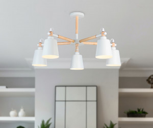 TR82208/5 WH/LW белый/светлое дерево E27/5 max 40W D780*430