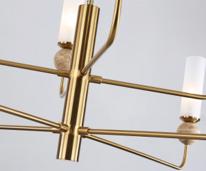 LH53252/8 BS/FR латунь/белый матовый E14*8 max 40W D1260*1445