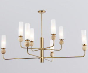 LH53252/8 BS/FR латунь/белый матовый E14*8 max 40W D1260*1445