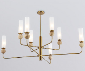 LH53252/8 BS/FR латунь/белый матовый E14*8 max 40W D1260*1445