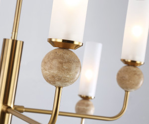 LH53252/8 BS/FR латунь/белый матовый E14*8 max 40W D1260*1445