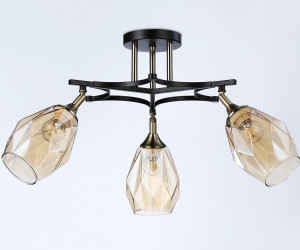 TR303033/3 SB/BK/TI бронза/черный/янтарь E27/3 max 40W D680*280