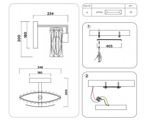 TR5094 CH/CL хром/прозрачный E14 max 40W 348*200*234