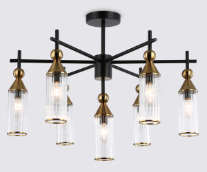 LH55257/7 BK/BS/CL черный/латунь/прозрачный E14*7 max 40W D640*520