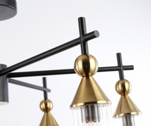 LH55257/7 BK/BS/CL черный/латунь/прозрачный E14*7 max 40W D640*520