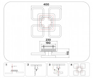 FA3861/4+1 WH белый 70W 3000K-6400K+RGB 400*400*115 (ПДУ РАДИО 2.4G)