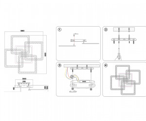FA538/4 GD золото 148W 660*660*130 (ПДУ РАДИО 2.4G)