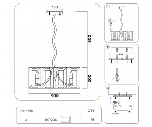 TR5149 GD/TI золото/янтарь E14/6 max 40W 500*500*1000