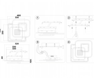 FL5055 WH/GR белый/серый 134W 3000K-6400K 480*480*100 (ПДУ РАДИО 2.4G)