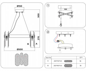 TR5333/10 GD/FR золото/матовый G9/10 max 40W D500*770