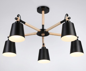 TR82211/5 BK/LW черный/светлое дерево E27/5 max 40W D780*430