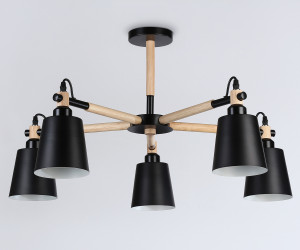 TR82211/5 BK/LW черный/светлое дерево E27/5 max 40W D780*430