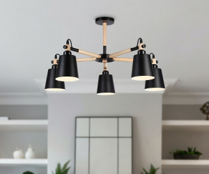 TR82211/5 BK/LW черный/светлое дерево E27/5 max 40W D780*430