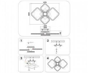 FA9541/2+2 WH белый 108W 6400K/3000K 670*500*110 (ПДУ РАДИО 2.4G)