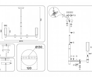 LH55501/6 SN/BK/CL сатин никель/черный/прозрачный E14*6 max 40W D570*760
