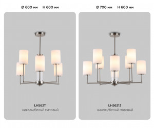 LH56213/8 SN/FR никель/белый матовый E27/8 max 60W D700*600
