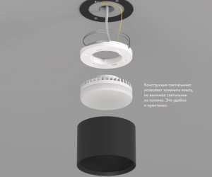 DK2601-BK Светильник накладной LUND, IP 20, до 15 Вт, GX53, LED, черный, алюминий