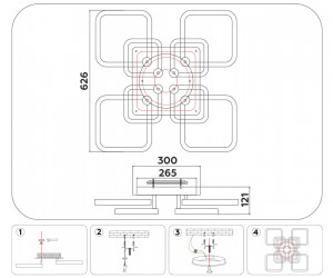 FA3866/4+4 WH белый 144W 3000K-6400K+RGB 627*627*121 (ПДУ РАДИО 2.4G)