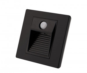 DK1020-BK Светильник встраиваемый в стену c датчиком движения, IP 20, LED 3000, 1 Вт, черный, пластик