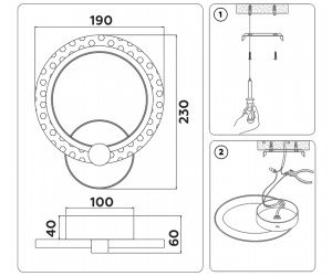 FA415 CH хром 6400K/3000K/4200K 12W 230*190*60