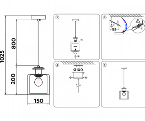TR3577 CH/CL хром/прозрачный E27 max 40W D150*1025
