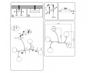 TR2544/4 BK/SB черный/бронза E27/4 max 60W 700*450*450