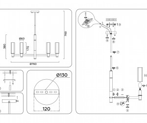 LH55503/9 SN/BK/CL сатин никель/черный/прозрачный E14*9 max 40W D760*760