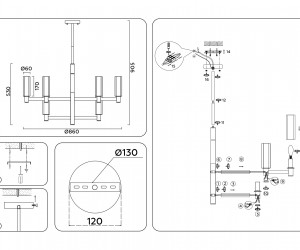 LH55505/12 SN/BK/CL сатин никель/черный/прозрачный E14*12 max 40W D860*905