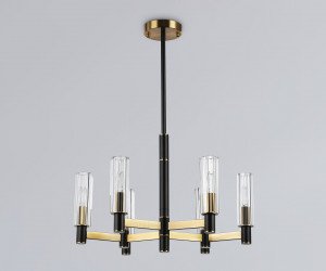 LH55511/6 BK/BS/CL черный/латунь/прозрачный E14*6 max 40W D570*760
