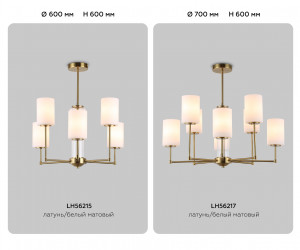 LH56215/6 BS/FR латунь/белый матовый E27/6 max 60W D600*600