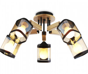 TR9529/5 BK/GD/TI черный/золото/янтарь E27*5 max 40W D670*260