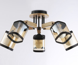 TR9529/5 BK/GD/TI черный/золото/янтарь E27*5 max 40W D670*260