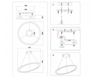 FA4347 BK черный 68W 3000K/4200K/6400K D770*730 (ПДУ РАДИО 2.4G)