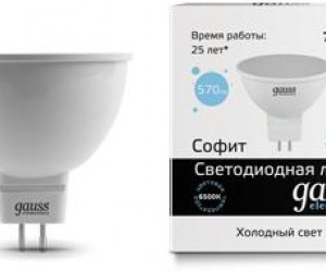 Лампа Gauss LED Elementary MR16 GU5.3 7W 6500K 1/10/100