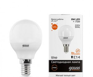 Лампа Gauss LED Elementary Globe 8W E14 3000K 1/10/100