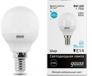 Лампа Gauss LED Elementary Globe 8W E14 4100K 1/10/100