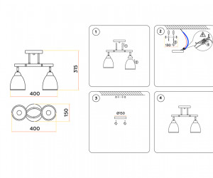 TR3111/2 DCF/CH темный кофе/хром E27 max 40W 400*150*315
