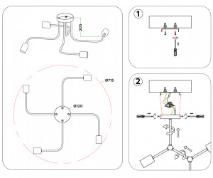 TR8022/4 BK черный E27*4 max 40W D715*205
