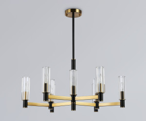 LH55513/9 BK/BS/CL черный/латунь/прозрачный E14*9 max 40W D760*760