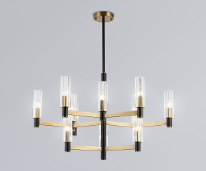 LH55515/12 BK/BS/CL черный/латунь/прозрачный E14*12 max 40W D860*905