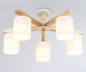 TR83113/5 WH/LW белый/светлое дерево E27/5 max 40W D700*325