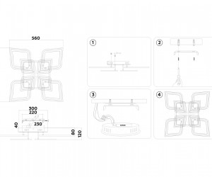 FA8912/4+4 BK/CH черный/хром 162W 3000K-6400K 560*560*120 (ПДУ РАДИО 2.4G)