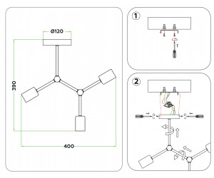 TR8027/3 BK черный E27*3 max 40W D400*390