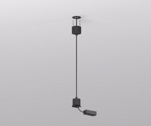 TR2124-BK Подвод питания для подвесного монтажа трека SMART BASE, АС 220-240V, IP20, 5м, черный, алюминий