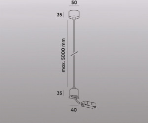 TR2124-WH Подвод питания для подвесного монтажа трека SMART BASE, АС 220-240V, IP20, 5м, белый, алюминий