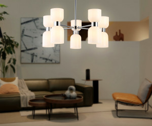 LH56083/10 СH/FR хром/белый матовый E14*10 max 40W D700*510