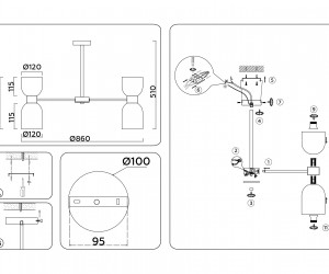 LH56085/16 СH/FR хром/белый матовый E14*16 max 40W D860*510