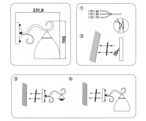 TR3048 SB/FR бронза/белый матовый E27 max 40W 196*135*232